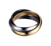 HIJONES Schmuck Damen für Immer Liebes Series Stilvolle Trizyklische Tricolor Ring Schwarz Größe 68 (21.6)
