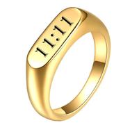 HIJONES Unisex Bandring mit Engelzahl 11 11 Ring | Stapelbarer Siegelring, Minimalistischer Glückszahl-Tagesschmuck