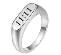 HIJONES Unisex Bandring mit Engelzahl 11 11 Ring | Stapelbarer Siegelring, Minimalistischer Glückszahl-Tagesschmuck