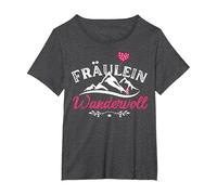 Hiking, Mountain Hiking, Fräulein Wandervoll T-Shirt, Damen Große Größen, Anthrazit Meliert, 5X