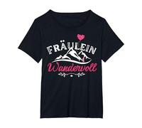 Hiking, Mountain Hiking, Fräulein Wandervoll T-Shirt, Damen Große Größen, Schwarz, 3X