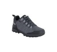 Hikingschuh JACK WOLFSKIN "REFUGIO TEXAPORE LOW M", Herren, Gr. UK 9,5 - EU 44, Normalschaft, grau (grau, schwarz), Obermaterial: Leder. Obermaterial 2: Textilmaterial. Futter: Polyester, Schuhe (8774