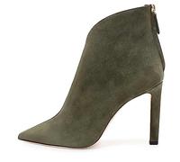 HIKKWXVN Damen-Stiefeletten aus Wildlederimitat mit Absatz, Stiletto-Absatz, spitzer Zehenpartie und Reißverschluss, Herbst-Winter-Stiefeletten, für das tägliche Büro-Partykleid,Grün,36 EU