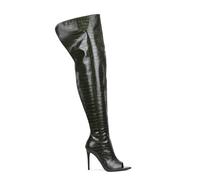 HIKKWXVN Overknee-Stiefel mit Peep-Toe für Damen, Overknee-Stiefel mit Stiletto-Absatz, sexy modische Herbststiefel für Abschlussballpartys,Grün,42 EU