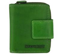 Hill Burry Damen-Geldbörse | Frauen-Portemonnaie echtes Leder Waschleder | Kleine sichere RFID Damengeldbörse | Geldbeutel viele Kredit-Karten-Fächer | Slim-Wallet Münzenfach (Grün ohne Muster)