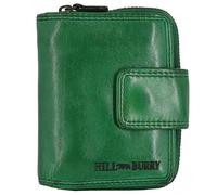 Hill Burry Damen-Geldbörse | Frauen-Portemonnaie echtes Leder Waschleder | Kleine sichere RFID Damengeldbörse | Geldbeutel viele Kredit-Karten-Fächer | Slim-Wallet Münzenfach (Grün hell)
