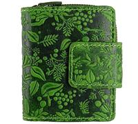 Hill Burry Damen-Geldbörse Klein | Mini Frauen-Portemonnaie aus echtem Leder | Kleine sichere RFID Damengeldbörse | Geldbeutel mit viele Kredit-Karten-Fächer | Slim-Wallet mit Münzenfach (grün)