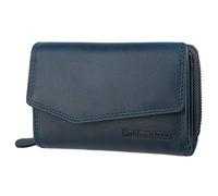 Hill Burry Damen Geldbörse Portemonnaie echt naturgegerbt Leder | Reißverschluss | praktisches Kleingeldfach | Brieftasche | Geldbeutel | Wallet | RFID Schutz Blue