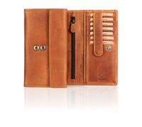 Hill Burry Damen Geldbörse Portemonnaie echt naturgegerbt Leder | viel Stauraum | Scheinfach | Münzfach| Brieftasche | Geldbeutel | Wallet | RFID Schutz