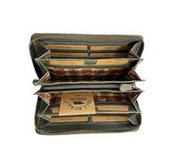 Hill Burry Damen Geldbörse Portemonnaie echt naturgegerbt Leder | viel Stauraum | Scheinfach | Münzfach| Brieftasche | Geldbeutel | Wallet | RFID Schutz Grey