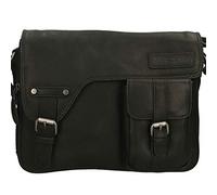 Hill Burry Echt-Leder Umhängetasche | Messenger Tasche aus Leder | Aktentasche Arbeitstasche | Schultertasche Lehrertasche Businesstasche Unitasche (schwarz)