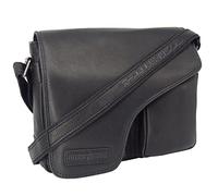 Hill Burry Echt-Leder Umhängetasche | Messenger Tasche aus Rindsleder | Aktentasche Arbeitstasche | Schultertasche Lehrertasche Businesstasche Unitasche (schwarz)