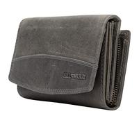 Hill Burry Geldbörse Damen Unisex Herren Portemonnaie echt naturgegerbt Leder | viel Stauraum | Scheinfach | Münzfach| Brieftasche | Geldbeutel | Wallet | RFID Schutz Grey