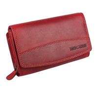 Hill Burry Geldbörse Damen Unisex Herren Portemonnaie echt naturgegerbt Leder | viel Stauraum | Scheinfach | Münzfach| Brieftasche | Geldbeutel | Wallet | RFID Schutz Red