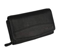Hill Burry Geldbörse Damen Unisex Herren Portemonnaie echt naturgegerbt Leder | viel Stauraum | Scheinfach | Münzfach| Brieftasche | Geldbeutel | Wallet | RFID Schutz Black