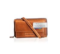Hill Burry Leder Handy Portemonnaie Saira I Wallet | Umhängetasche | Handy-Geldbörse aus hochwertigem naturgegerbtem Leder | RFID Schutz | B 11cm x H 19cm x T 4cm (Braun)
