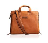 Hill Burry Leder Umhängetasche Balu I Laptoptasche bis 19 Zoll I Messenger Bag aus echtem Büffel-Leder I Aktentasche I Natur Line Bürotasche Handgefertigt | L 34cm x H 27cm x B 7cm (Braun)