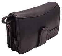 Hill Burry Leder Umhängetasche | Reisebrieftasche - Travel/Wallet aus naturgegerbtem hochwertigem Rindsleder | Organizer - Handgelenktasche/Dokumententasche | Geldbörse Portemonnaie (Schwarz)