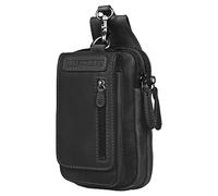 Hill Burry Umhängetasche - Unisex | Echtes Leder | Robuste Verarbeitung und hervorragendes Handling | Professionelle Bauchtasche | Drei Fächer AK-100 Black