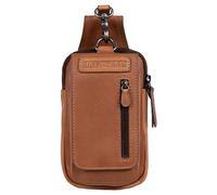 Hill Burry Umhängetasche - Unisex | Echtes Leder | Robuste Verarbeitung und hervorragendes Handling | Professionelle Bauchtasche | Drei Fächer AK-100 Brown
