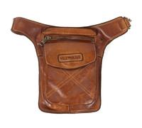 HILL BURRY • Unisex Brusttasche aus Leder Crossbody Bag Biker Tasche Ledertasche HB3113 (Cognac aus Waschleder)