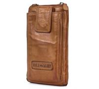 Hill Burry ZAKATTE Damen Umhängetasche aus Waschleder Leder Geldbörse Lederbörse Handytasche Ledergeldbörse Brieftasche RFID HB-19109W (Cognac aus Waschleder)