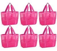 Hillban Große Netz-Tragetasche, Strandtasche, wasserdicht, leicht, Sommer, für Pool, Urlaub, Reisen, Markt, Camping, Outdoor-Sport, Rosenrot, Einheitsgröße, Beutel