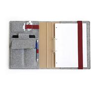 HillSee A4 Schreibmappe mit Ringbuch Aktenmappe multifuctionale Konferenzmappe, Stanzclips - Sonnenorange