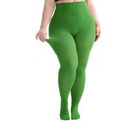 Hiltzo Große Größen Strumpfhosen für Damen, 80D Elastisch Hohe Bund Semi-Blickdicht Strumpfhose, Plus Größen Nylonstrumpfhose XL-4XL, Grasgrün 3XL