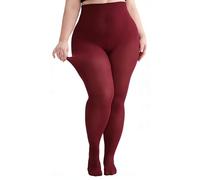 Hiltzo Große Größen Strumpfhosen für Damen, 80D Elastisch Hohe Bund Semi-Blickdicht Strumpfhose, Plus Größen Nylonstrumpfhose XL-4XL, Burgunderrot 4XL