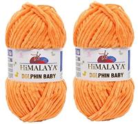 Himalaya Delphin Babygarn, 100 % Mikropolyester, 2 Stück, 264 Meter, 2 x 100 g, super sperrig: 6 Baby-Chenille-Garn (80316)