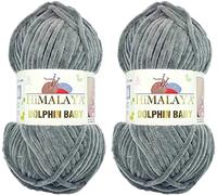 Himalaya Delphin Babygarn, 100 % Mikropolyester, 2 Stück, 264 Meter, 2 x 100 g, super sperrig: 6 Baby-Chenille-Garn (80320)