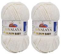 Himalaya Dolphin Babygarn, 100 % Mikro-Polyester, 2 Stück, 260 m, 2 x 100 g, super sperrig, 6 Baby-Chenille-Garn (80308)