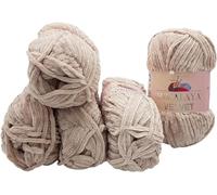 Himalaya Velvet 5 x 100 Gramm Micro-Polyester Strickwolle, Babywolle samtig 500 Gramm Wolle (beige 90042)