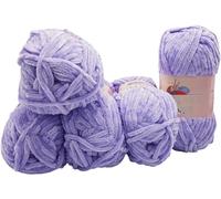 Himalaya Velvet 5 x 100 Gramm Micro-Polyester Strickwolle, Babywolle samtig 500 Gramm Wolle (flieder 90005)