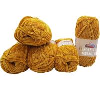 Himalaya Velvet 5 x 100 Gramm Micro-Polyester Strickwolle, Babywolle samtig 500 Gramm Wolle (Gold 90030)