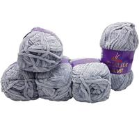 Himalaya Velvet 5 x 100 Gramm Micro-Polyester Strickwolle, Babywolle samtig 500 Gramm Wolle (Grau 90051)