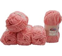 Himalaya Velvet 5 x 100 Gramm Micro-Polyester Strickwolle, Babywolle samtig 500 Gramm Wolle (Hellrosa 90046)