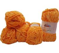 Himalaya Velvet 5 x 100 Gramm Micro-Polyester Strickwolle, Babywolle samtig 500 Gramm Wolle (Orange 90016)