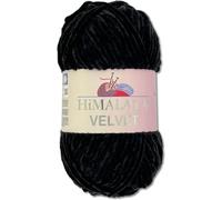 Himalaya Velvet Dolphin Wolle 100 g 40 Farben zur Auswahl Chenille Strickgarn Flauschgarn Glanz Accessoire Kleidung Decken (90011 Schwarz)