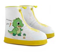 HIMKI Schuhüberzieher Kinder Wasserdicht Regenüberschuhe Wiederverwendbare Galoschen Rutschfest Regenschutz und Sanddichter Schutz Kinder Regenschuhe (Dinosaurier, 3XL-37/38)