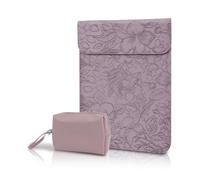 Hinnwer 13,3-14 Zoll Laptoptasche Hülle, Geprägte Blumen Leder Laptop Sleeve Case mit Tasche für MacBook Pro 14"/13", MacBook Air 13"/13.6", iPad Surface Acer Asus Dell Lenovo HP - Lila