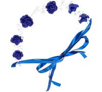 HINTRMENT Blaues Perlen Braut Stirnband mit Rosen Strass Hochzeitshaarschmuck für Damen und Mädchen Leichter Marine Haarreif für Brautfrisur und Festtagsdekoration