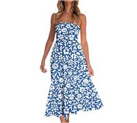HINTSAN Boho Kleid Damen A Linie Kleid Damen Festlich Knielang Kleider Damen Lang Elegant Abendkleid Strandkleider Damen Sexy Sommerkleid Maxi Einfarbiges Ärmelloses Sexy Strandkleid Sommerkleid Rot