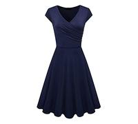 HINTSAN Festliches Kleid Mädchen Kleid Knielang Damen Sommer Strandkleider Weiß Lang Strandkleider Damen Sommer Long Dress Kleid Eng Lang Kleid Sommer V Ausschnitt
