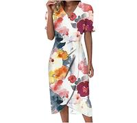 HINTSAN Hochzeitsgast Kleid Damen Strandkleid Damen Beige Strandkleid Damen Lang Sexy Lila Kleid Damen Kleid Grün Festlich Strandkleid Damen Kurz Schulterfrei Sommerkleider Damen Midi Baumwolle