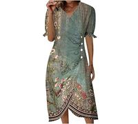 HINTSAN Kleid Damen Elegant Sommerkleid Damen Lang Boho Kleid Cut Out Damen Damen Kleider Sommer Minikleid Pink Damen Kleider Damen Elegante Kleid Damen Sommer