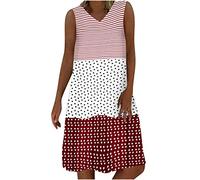 HINTSAN Kleid Damen Sommer Italienische Sommerkleider Midi Kleid für Hochzeit Lange Strandkleider Blusenkleid Damen Langes Freizeitkleid Kleid A Linie Knielang V Ausschnitt