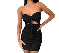 HINTSAN Kleid Festlich Damen Elegante Kleider mit Ärmel Sommerkleid Kurz Elegant Sommerkleid Kurz Schwarz Kurzes Sommerkleid Damen Weisse Kleider Damen Prinzessin Kleid Rosa