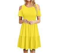 HINTSAN Kleid Festlich Damen Kleider Midi Damen Sommer Kleider Damen Knielang Schwarz Gothic Kleid Strandkleid Damen Sommer Sexy Kleider Damen Sommer A Linie Sexy Minikleid Ärmellos